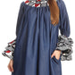 Sakkas Folami Chambray and Ankara Wax Dutch Print Muumuu Dress Relax Fit