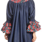 Sakkas Folami Chambray and Ankara Wax Dutch Print Muumuu Dress Relax Fit