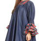 Sakkas Folami Chambray and Ankara Wax Dutch Print Muumuu Dress Relax Fit