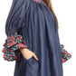 Sakkas Folami Chambray and Ankara Wax Dutch Print Muumuu Dress Relax Fit