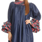 Sakkas Folami Chambray and Ankara Wax Dutch Print Muumuu Dress Relax Fit