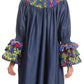 Sakkas Folami Chambray and Ankara Wax Dutch Print Muumuu Dress Relax Fit
