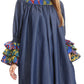 Sakkas Folami Chambray and Ankara Wax Dutch Print Muumuu Dress Relax Fit