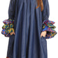 Sakkas Folami Chambray and Ankara Wax Dutch Print Muumuu Dress Relax Fit