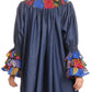 Sakkas Folami Chambray and Ankara Wax Dutch Print Muumuu Dress Relax Fit