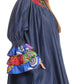 Sakkas Folami Chambray and Ankara Wax Dutch Print Muumuu Dress Relax Fit