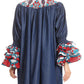 Sakkas Folami Chambray and Ankara Wax Dutch Print Muumuu Dress Relax Fit