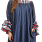 Sakkas Folami Chambray and Ankara Wax Dutch Print Muumuu Dress Relax Fit