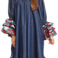 Sakkas Folami Chambray and Ankara Wax Dutch Print Muumuu Dress Relax Fit