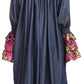 Sakkas Folami Chambray and Ankara Wax Dutch Print Muumuu Dress Relax Fit