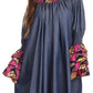 Sakkas Folami Chambray and Ankara Wax Dutch Print Muumuu Dress Relax Fit