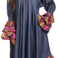 Sakkas Folami Chambray and Ankara Wax Dutch Print Muumuu Dress Relax Fit