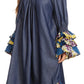 Sakkas Folami Chambray and Ankara Wax Dutch Print Muumuu Dress Relax Fit