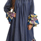 Sakkas Folami Chambray and Ankara Wax Dutch Print Muumuu Dress Relax Fit