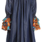 Sakkas Folami Chambray and Ankara Wax Dutch Print Muumuu Dress Relax Fit