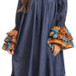 Sakkas Folami Chambray and Ankara Wax Dutch Print Muumuu Dress Relax Fit