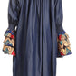 Sakkas Folami Chambray and Ankara Wax Dutch Print Muumuu Dress Relax Fit