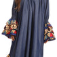 Sakkas Folami Chambray and Ankara Wax Dutch Print Muumuu Dress Relax Fit