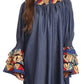 Sakkas Folami Chambray and Ankara Wax Dutch Print Muumuu Dress Relax Fit