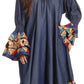 Sakkas Folami Chambray and Ankara Wax Dutch Print Muumuu Dress Relax Fit