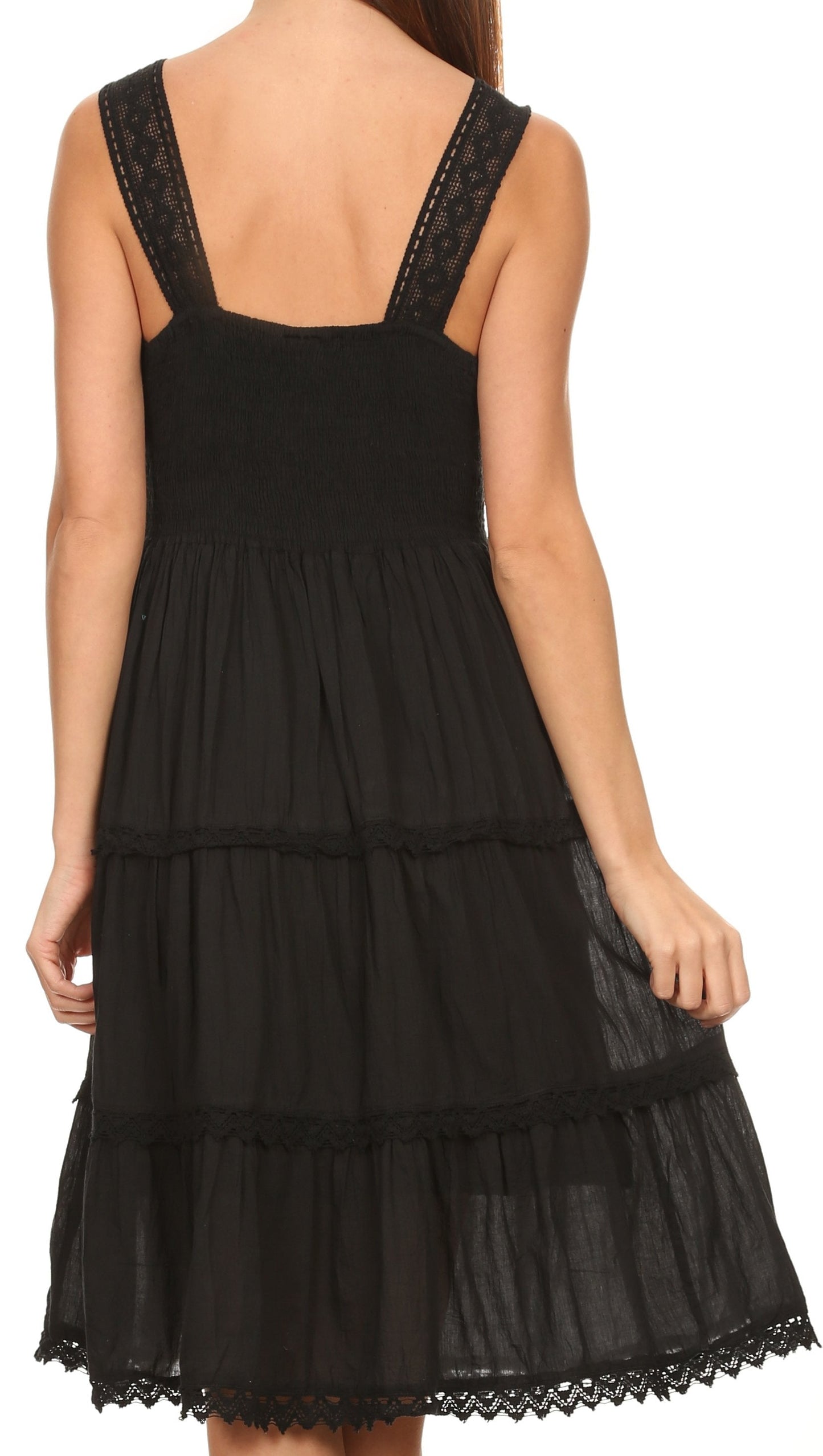 Sakkas Vestido sin mangas forrado para mujer Presta Roman con diseño de encaje bordado