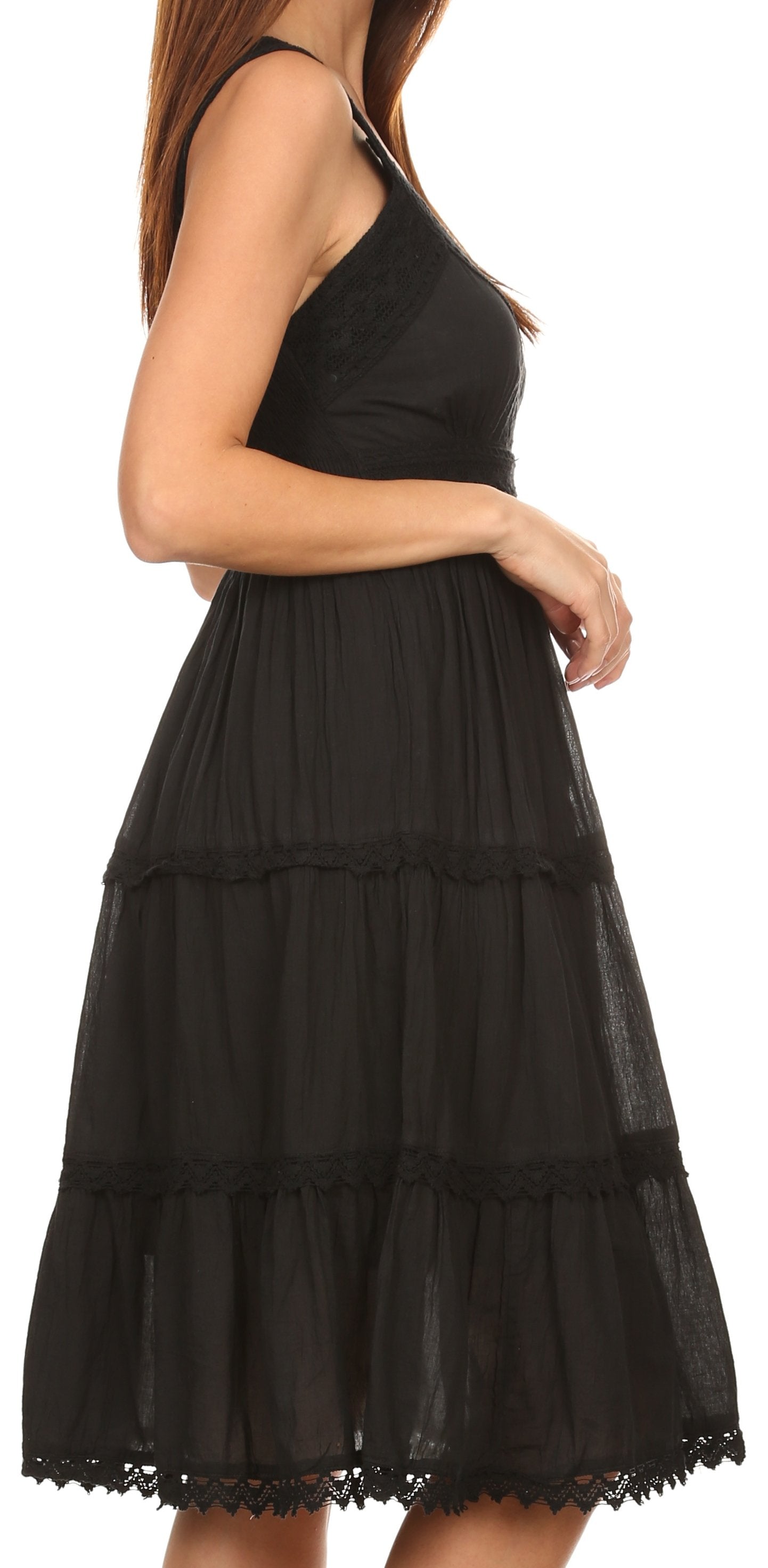 Sakkas Vestido sin mangas forrado para mujer Presta Roman con diseño de encaje bordado