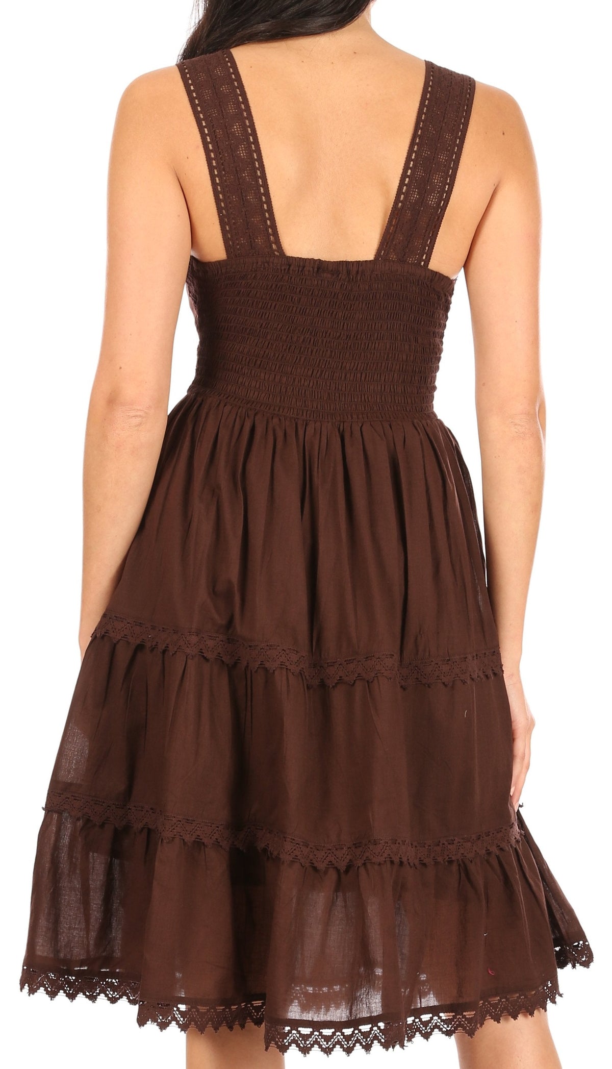 Sakkas Vestido sin mangas forrado para mujer Presta Roman con diseño de encaje bordado