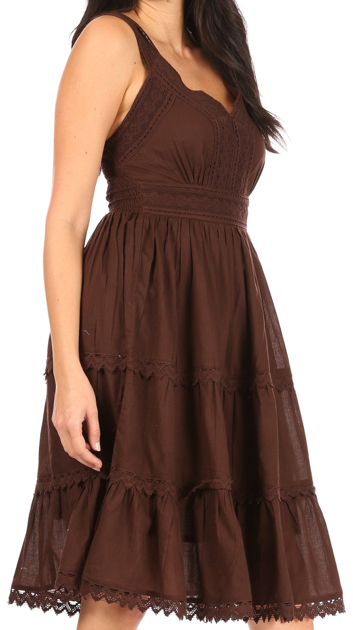 Sakkas Vestido sin mangas forrado para mujer Presta Roman con diseño de encaje bordado