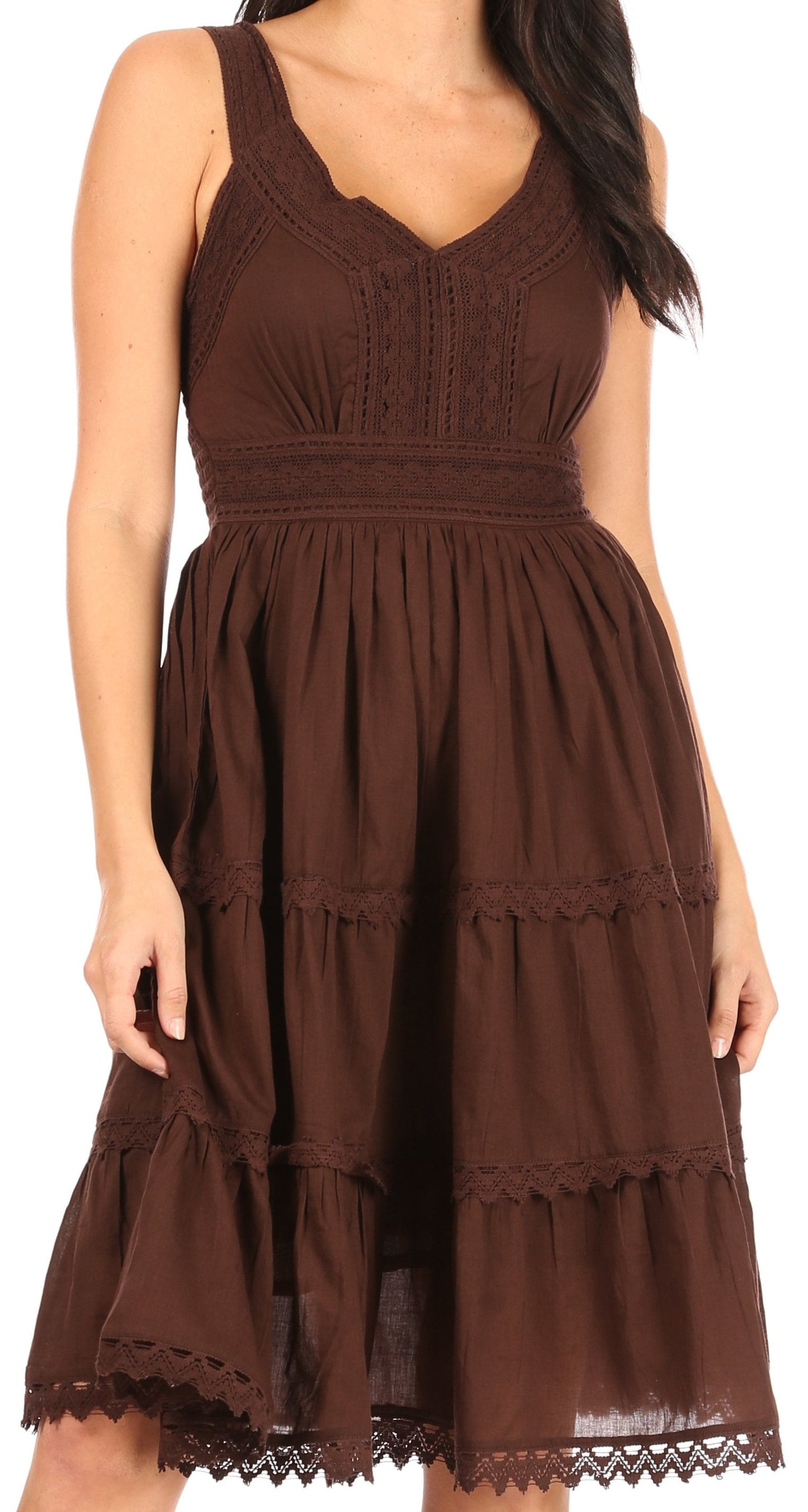 Sakkas Vestido sin mangas forrado para mujer Presta Roman con diseño de encaje bordado