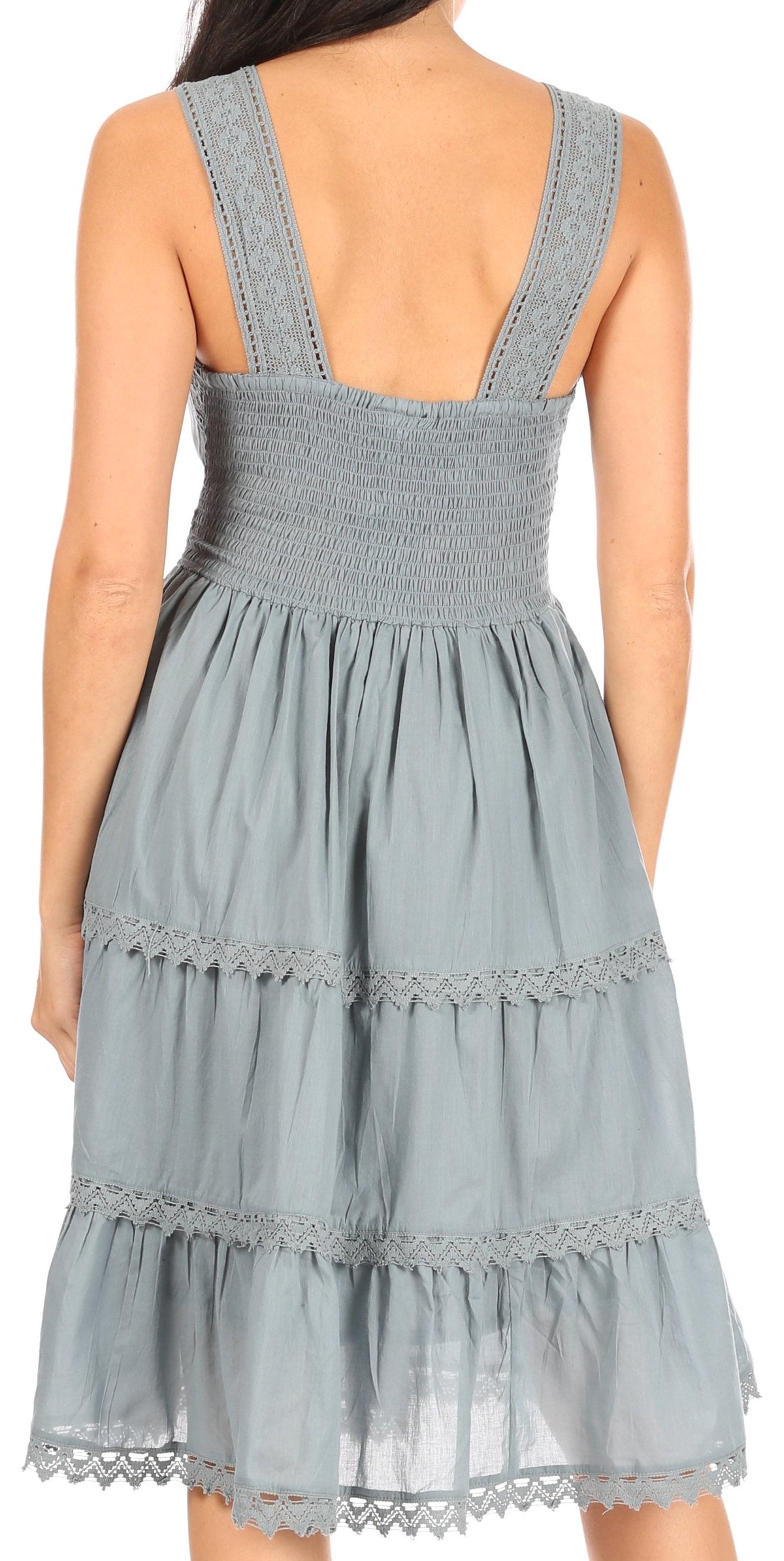 Sakkas Vestido sin mangas forrado para mujer Presta Roman con diseño de encaje bordado