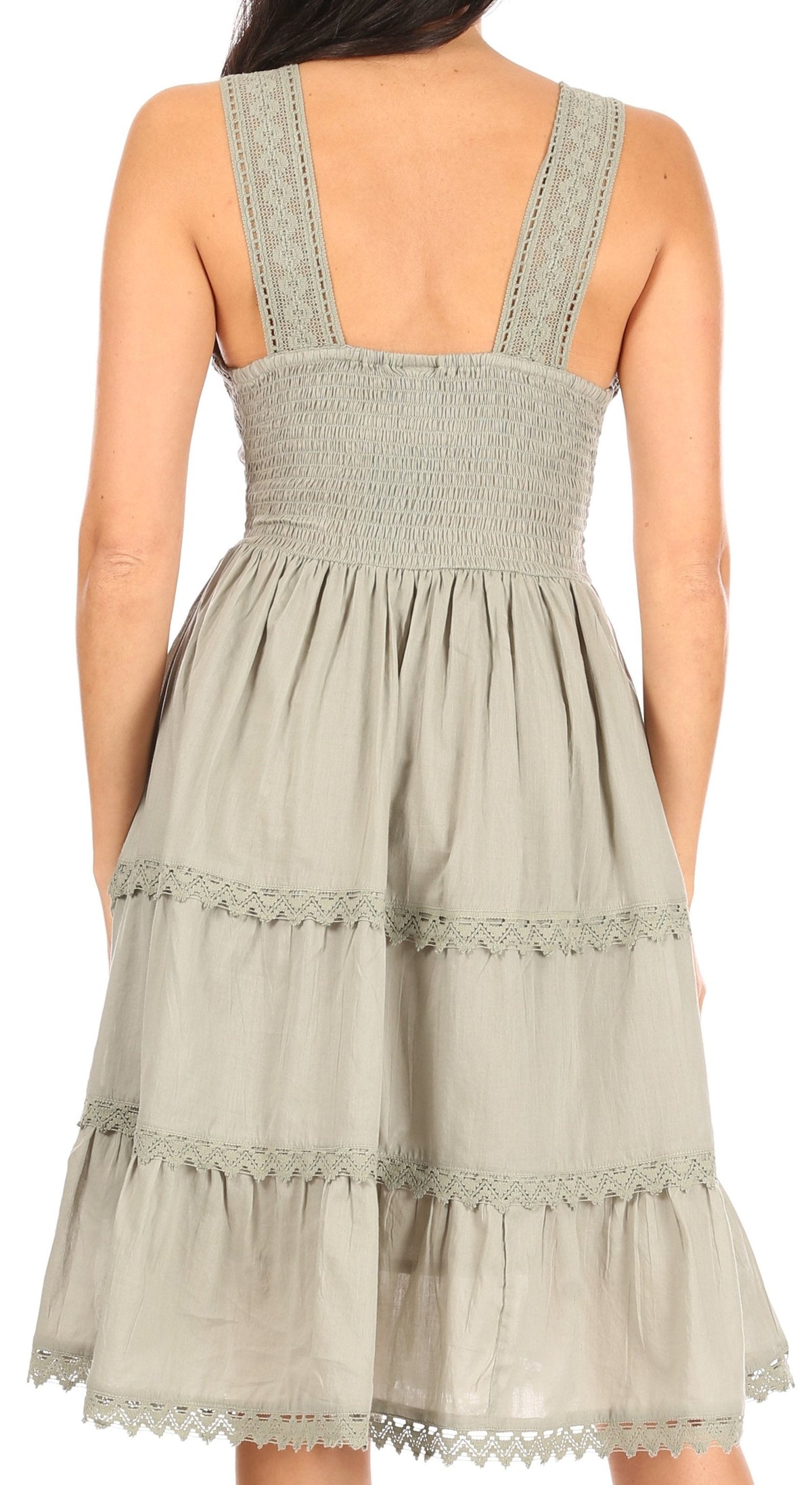 Sakkas Vestido sin mangas forrado para mujer Presta Roman con diseño de encaje bordado
