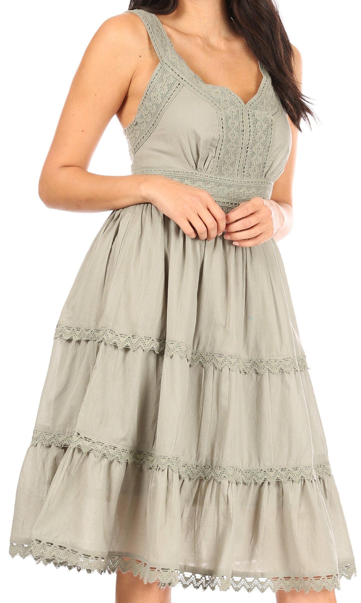 Sakkas Vestido sin mangas forrado para mujer Presta Roman con diseño de encaje bordado