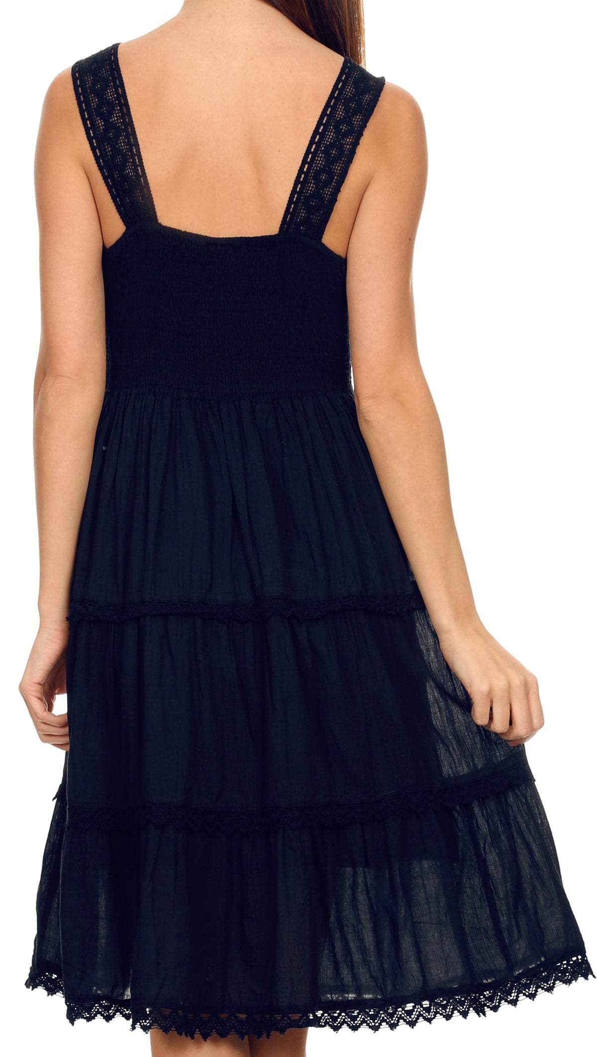Sakkas Vestido sin mangas forrado para mujer Presta Roman con diseño de encaje bordado