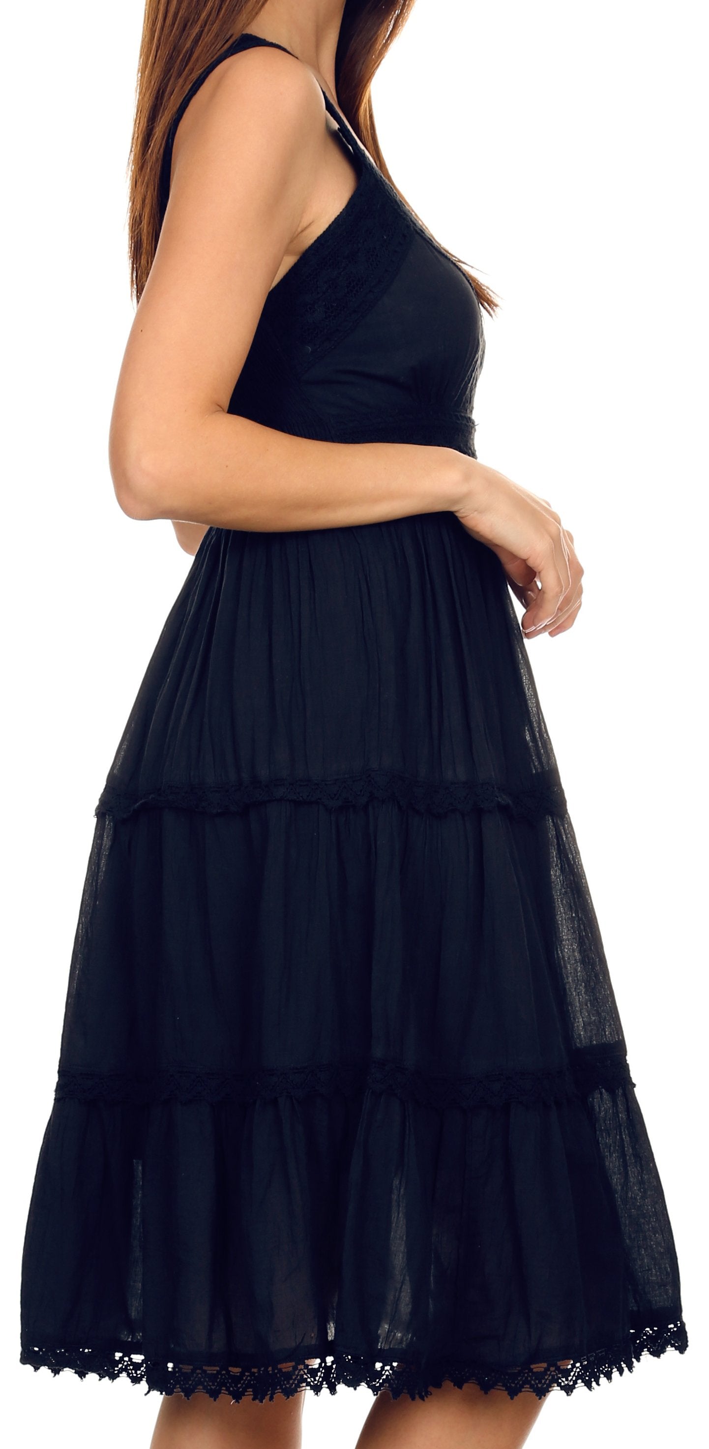 Sakkas Vestido sin mangas forrado para mujer Presta Roman con diseño de encaje bordado
