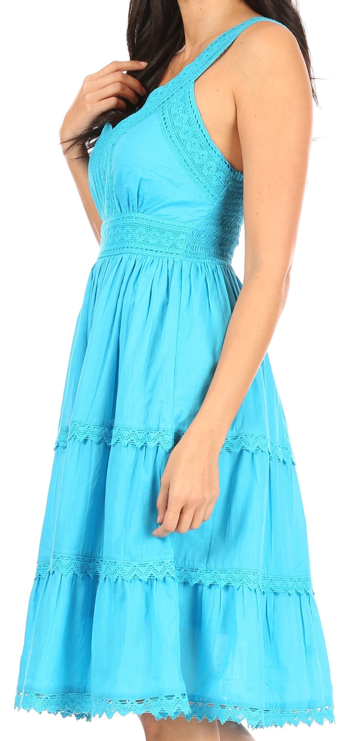 Sakkas Vestido sin mangas forrado para mujer Presta Roman con diseño de encaje bordado