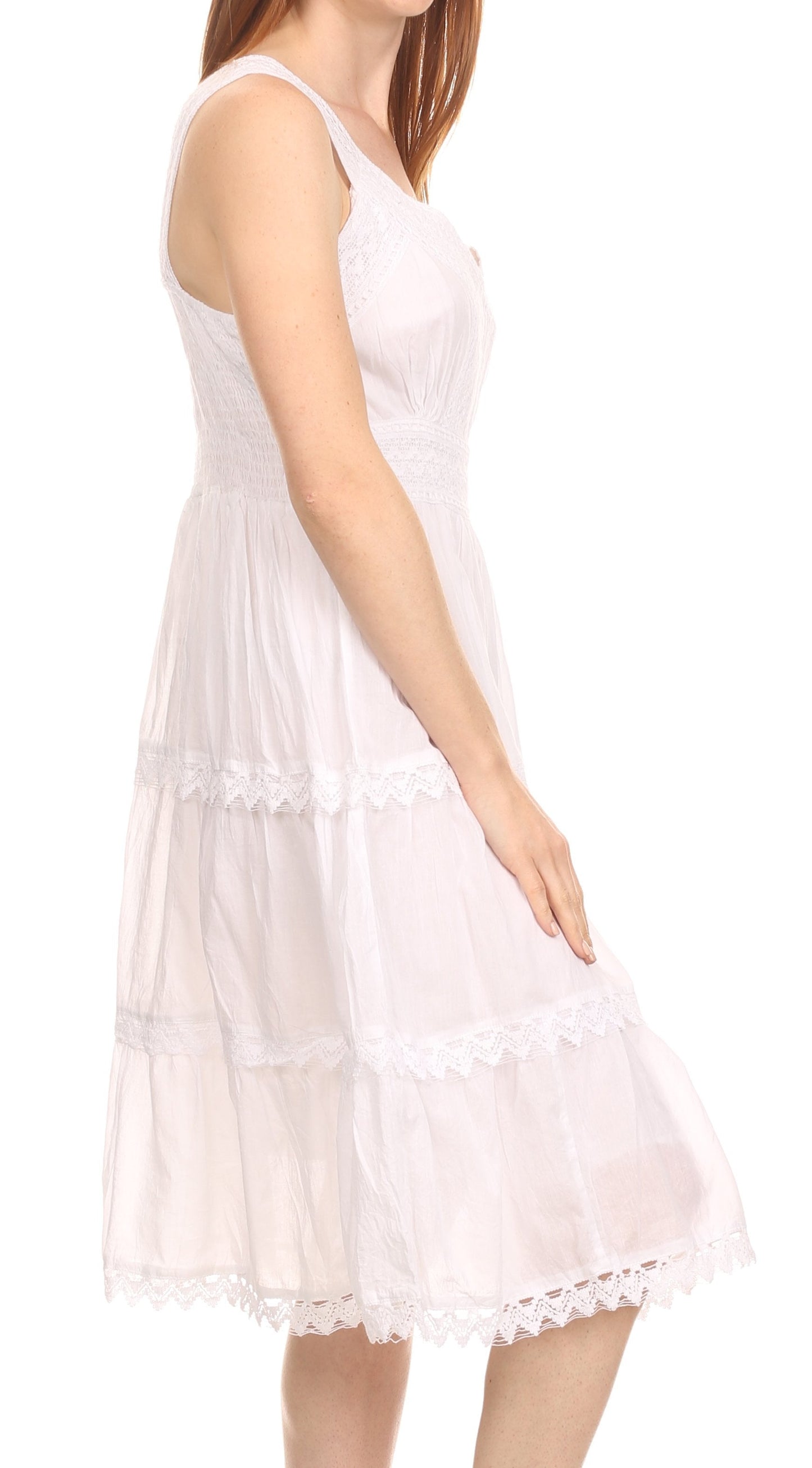 Sakkas Vestido sin mangas forrado para mujer Presta Roman con diseño de encaje bordado
