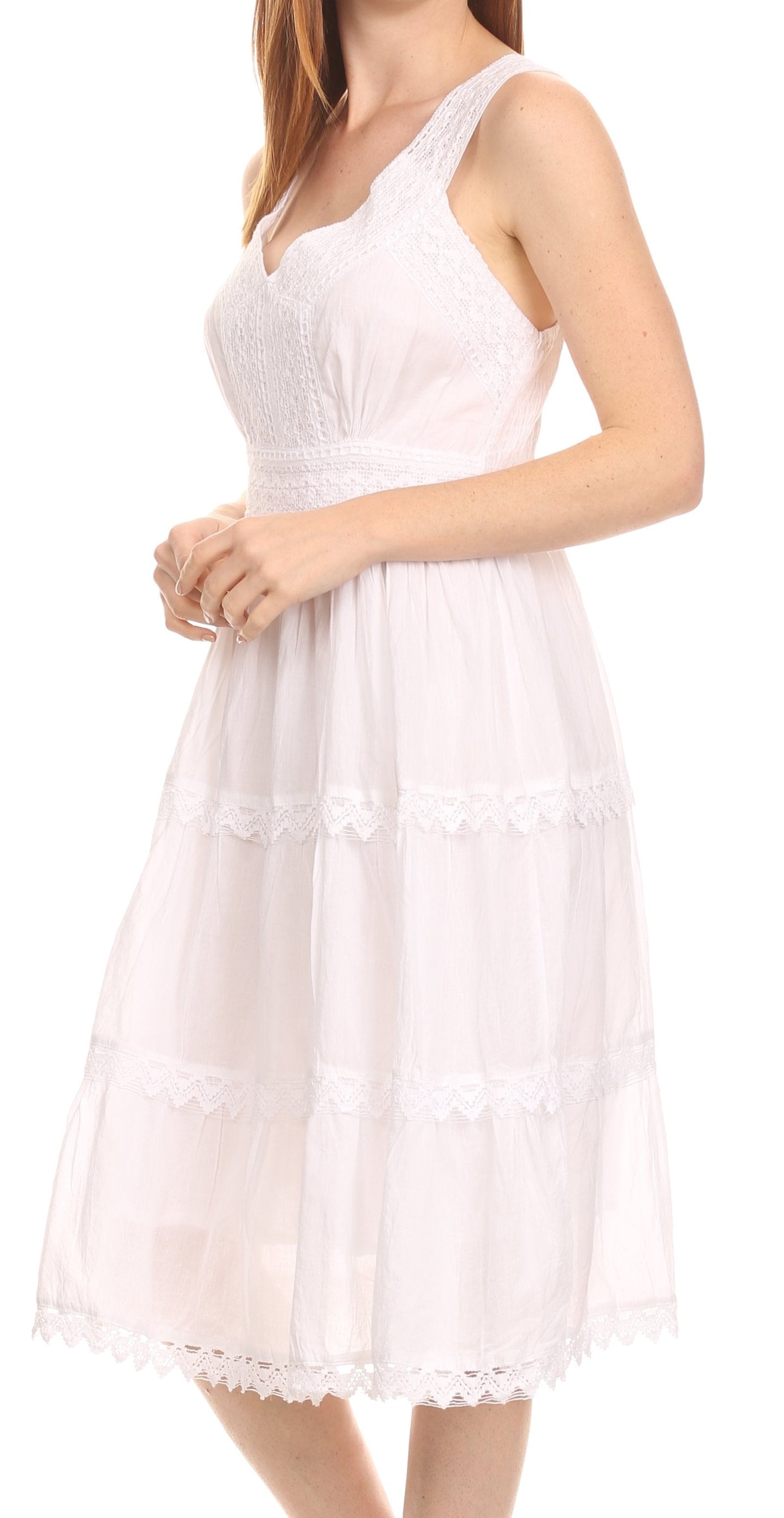 Sakkas Vestido sin mangas forrado para mujer Presta Roman con diseño de encaje bordado