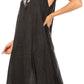 Sakkas Ilaria Women's Midi Sleeveless Casual Loose Flare Print Dress Caftan Pocket