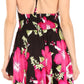 Sakkas Svana Women's V-neck Spaghetti Strap Floral Print Summer Casual Short Dress