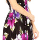 Sakkas Murni Women's Casual Summer Cocktail Elastic Stretchy Floral Print Dress