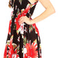 Sakkas Murni Women's Casual Summer Cocktail Elastic Stretchy Floral Print Dress