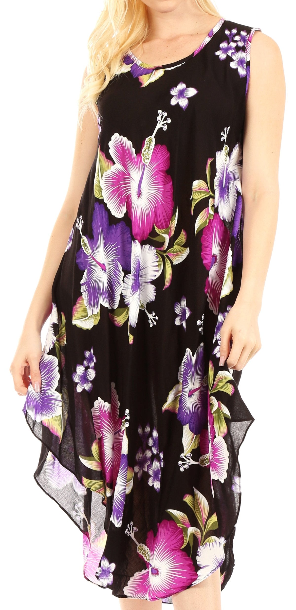 Sakkas Clara Women's Casual Summer Sleeveless Sundress Loose Floral Print Dress