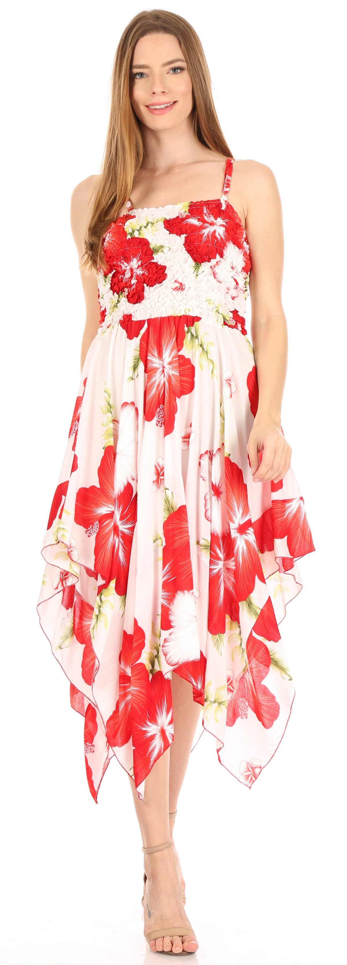 Sakkas Hamisi Women's Tube Spaghetti Strap Floral Print Summer Casual Short Dress