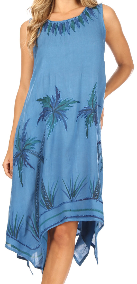 Vestido midi acampanado sin mangas informal para mujer con estampado bohemio y para cubrir de Sakkas Tinna