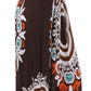 Ethnic Tribal Print V-Neck Cap Sleeve Empire Waist Long / Maxi Dress