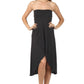 Sakkas Soft Jersey Feel Solid Color Strapless High Low Dress / Skirt