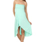 Sakkas Soft Jersey Feel Solid Color Strapless High Low Dress / Skirt