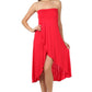 Sakkas Soft Jersey Feel Solid Color Strapless High Low Dress / Skirt