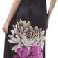 Sakkas Two Flowers on Solid Black Graphic Print Halter Smocked Bodice Long Dress
