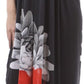 Sakkas Two Flowers on Solid Black Graphic Print Halter Smocked Bodice Long Dress